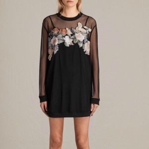 - All Saints Keela sheer long sleeve with slip XS
